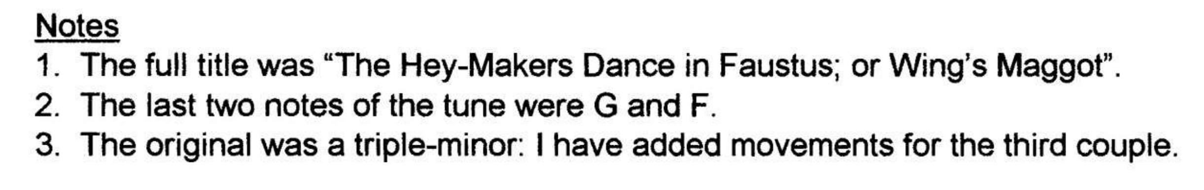 Hey Maker's Dance, The (notes)